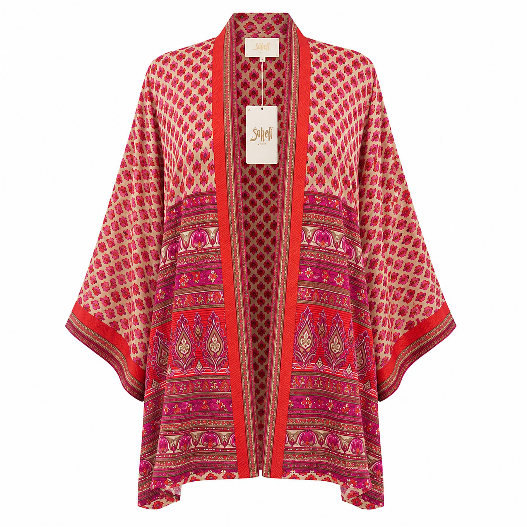 Ruby Lattice short sari kimono