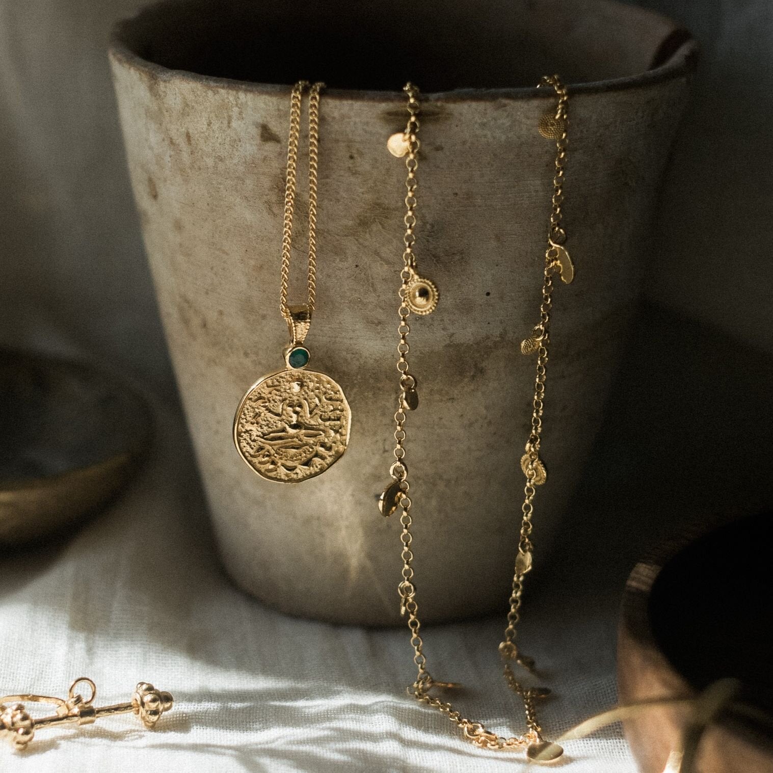 Lakshmi pendant and mini coin choker still life image by Loft & Daughter