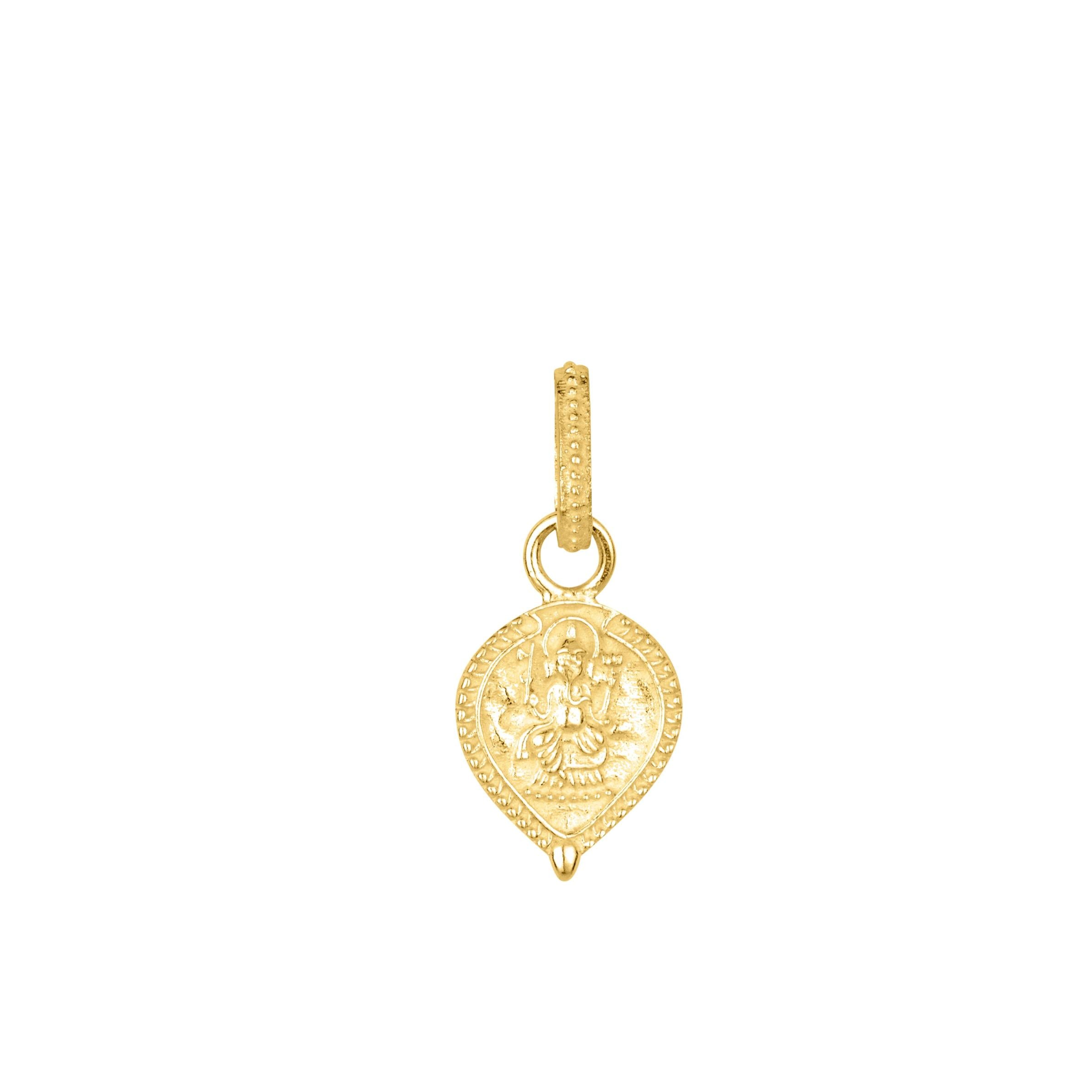 Delicate tear drop charm featuring lord Ganesh by Loft & Daughter on white background