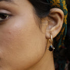 Grounding Red Garnet Soul Stone Hoop on model