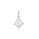 Silver pendant with a teardrop-shaped moonstone on a white background