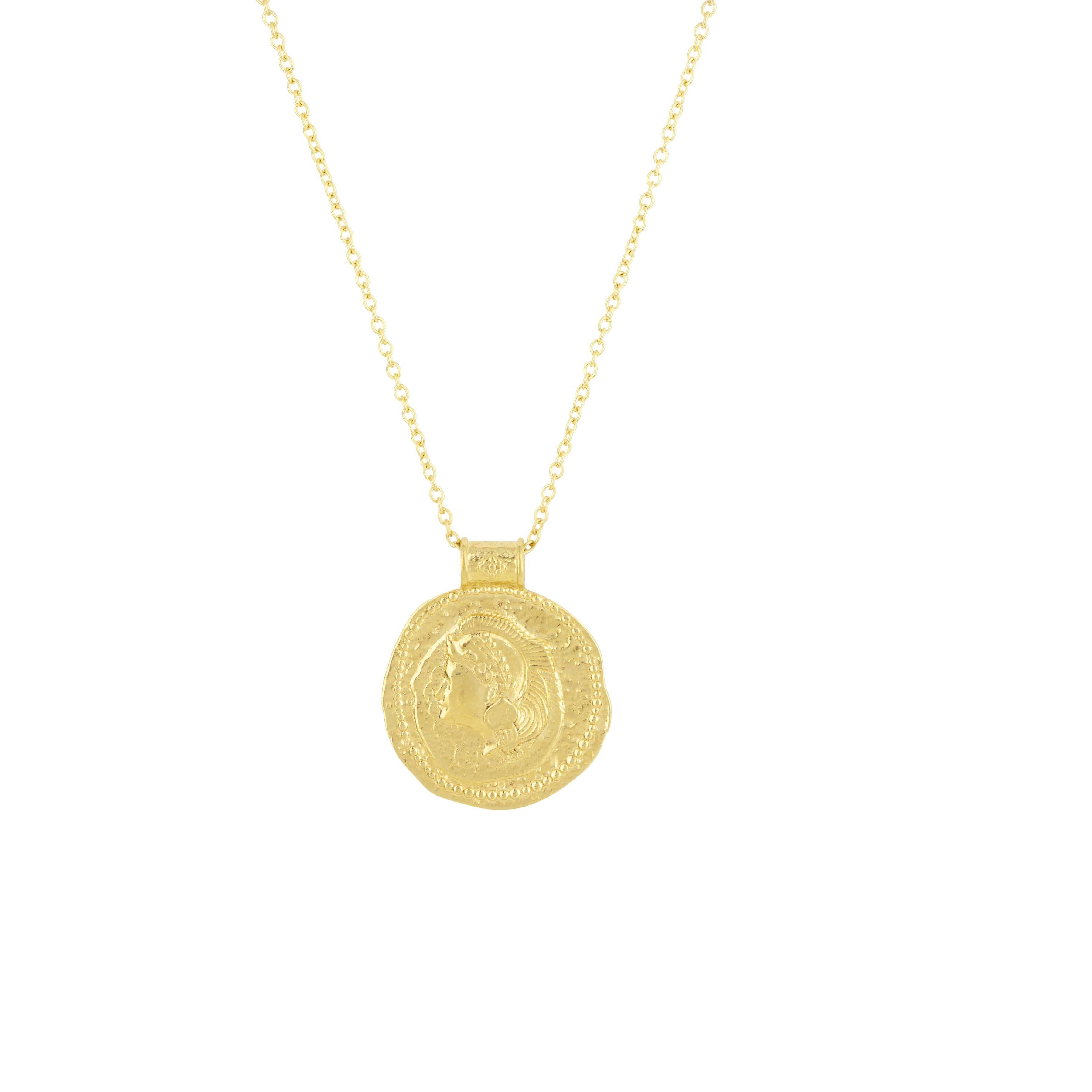 Gold Athena You Got This Pendant by Loft & Daughter on white background
