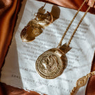 Athena goddess pendant in gold vermeil with hand-finished, artisanal texture
