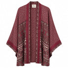 Burgundy Vine short sari kimono