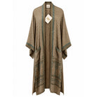 One-of-a-kind maxi kimono in cream silk with brown leopard-spot print, by Loft & Daughter