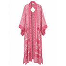 One-of-a-kind maxi kimono in pink and white paisley floral silk, by Loft & Daughter