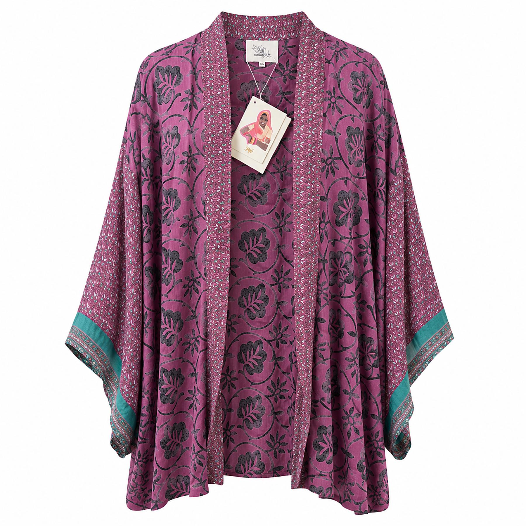 Orchid Bloom short sari kimono