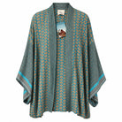 Teal Medallion short sari kimono