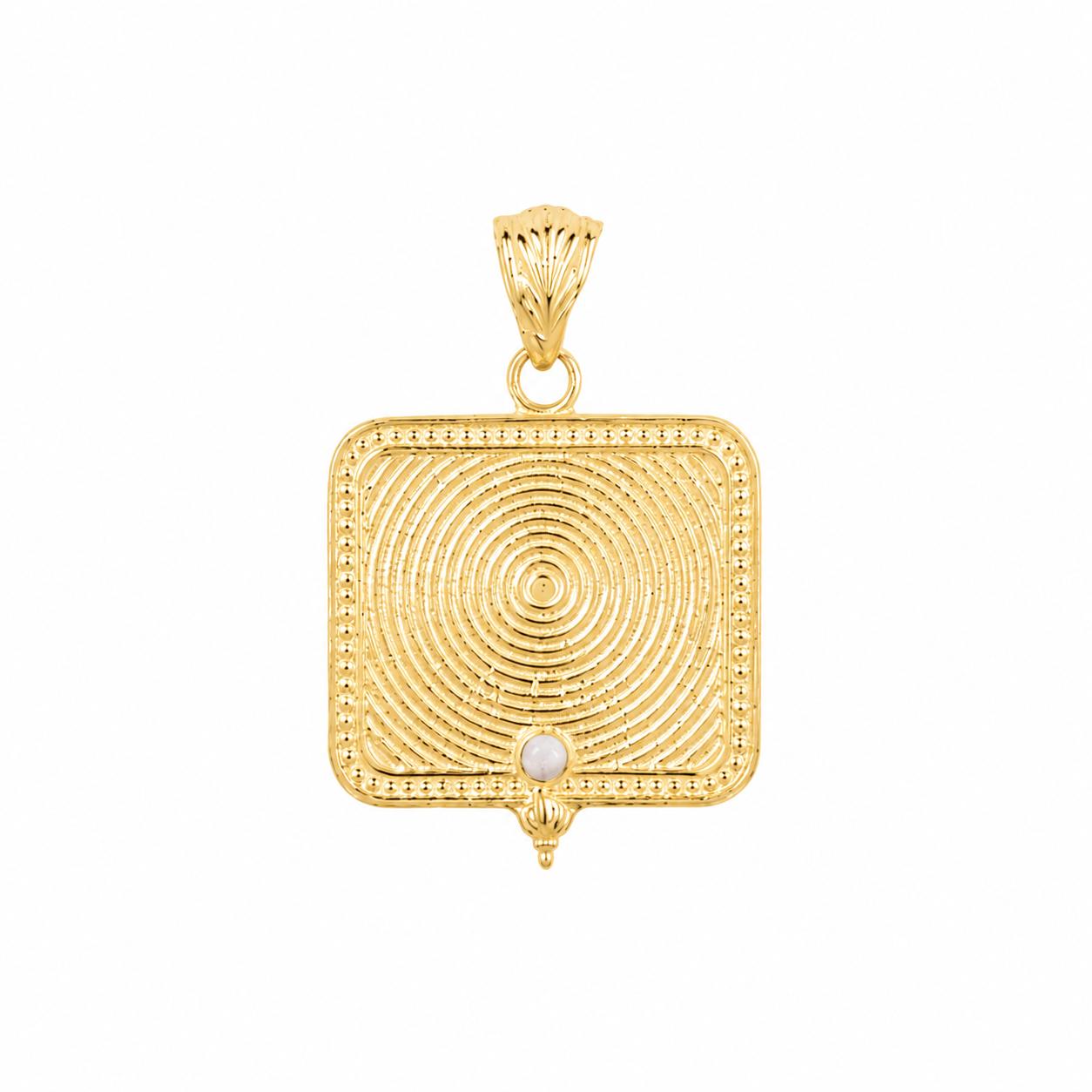 Gold vermeil Saraswati charm pendant, reverse spiral detail