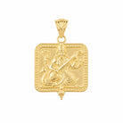 Gold vermeil Saraswati charm pendant, front detail