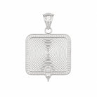 Silver Saraswati charm pendant, reverse spiral detail