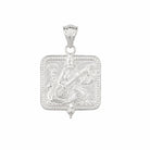 Silver Saraswati charm pendant, front detail