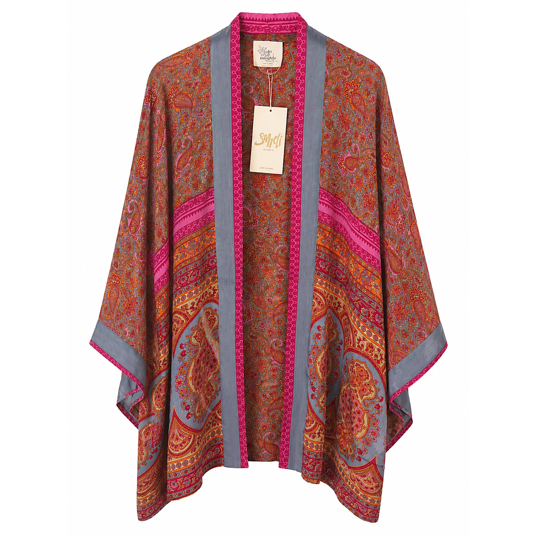 Spice Paisley short sari kimono