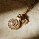 Detailed view of the Athena Shield Pendant symbolising courage and inner strength
