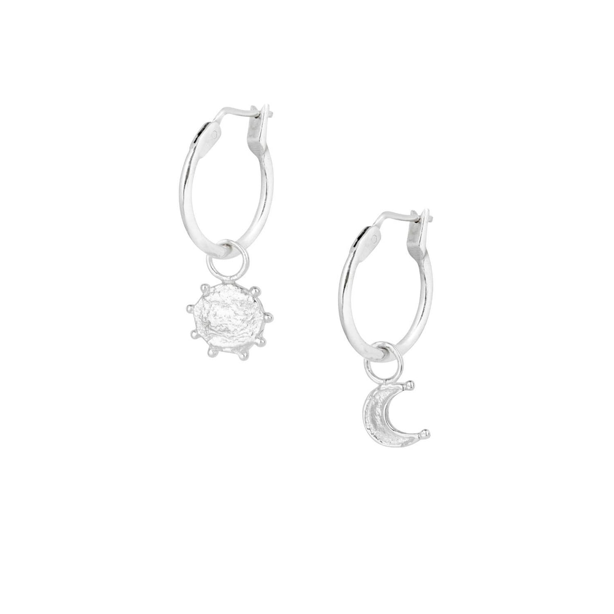 Tiny Sun & Moon Hoops Silver