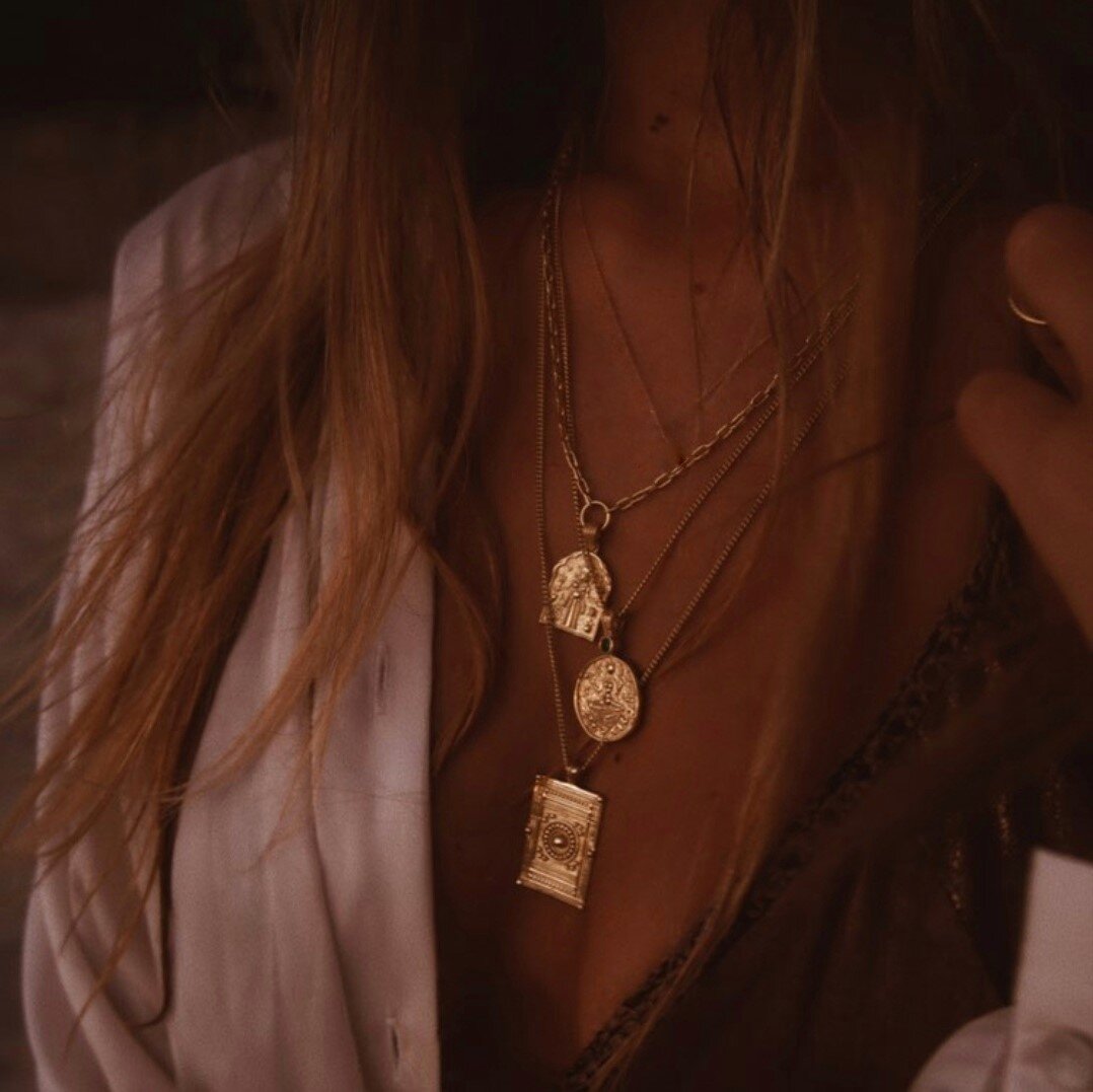 Boho Gold Layering Necklaces in gold vermeil