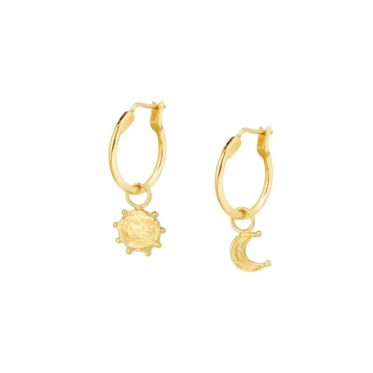 Tiny Sun & Moon Hoops Gold Vermeil